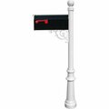 Lewiston E1 Economy Mailbox System with Fluted Base & Ball Finial, White LPST-804-E1-WHT